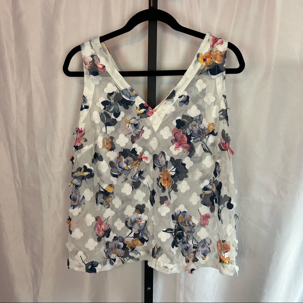 A New Day Sheer Floral Print Tank Top, size XL